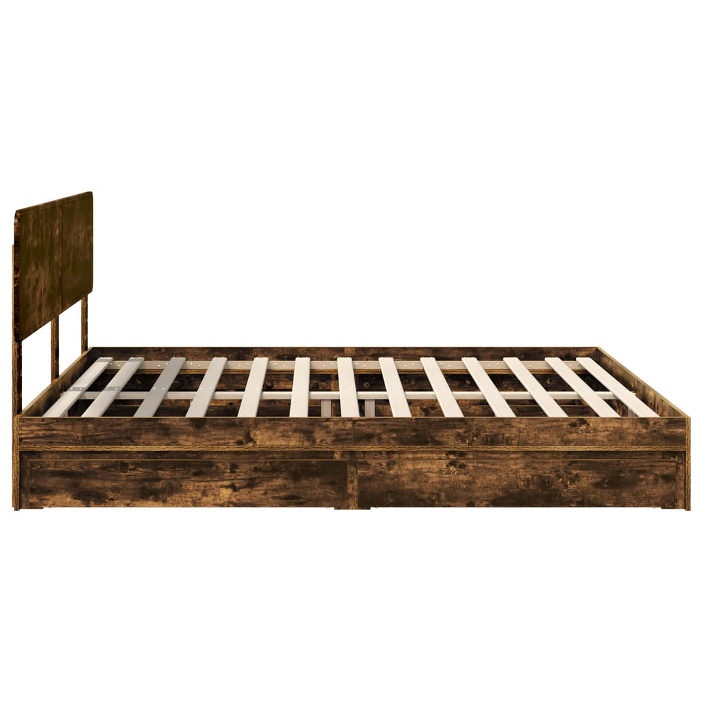 Cama con almacenamiento con cabecera Roble ahumado 180 x 200 cm