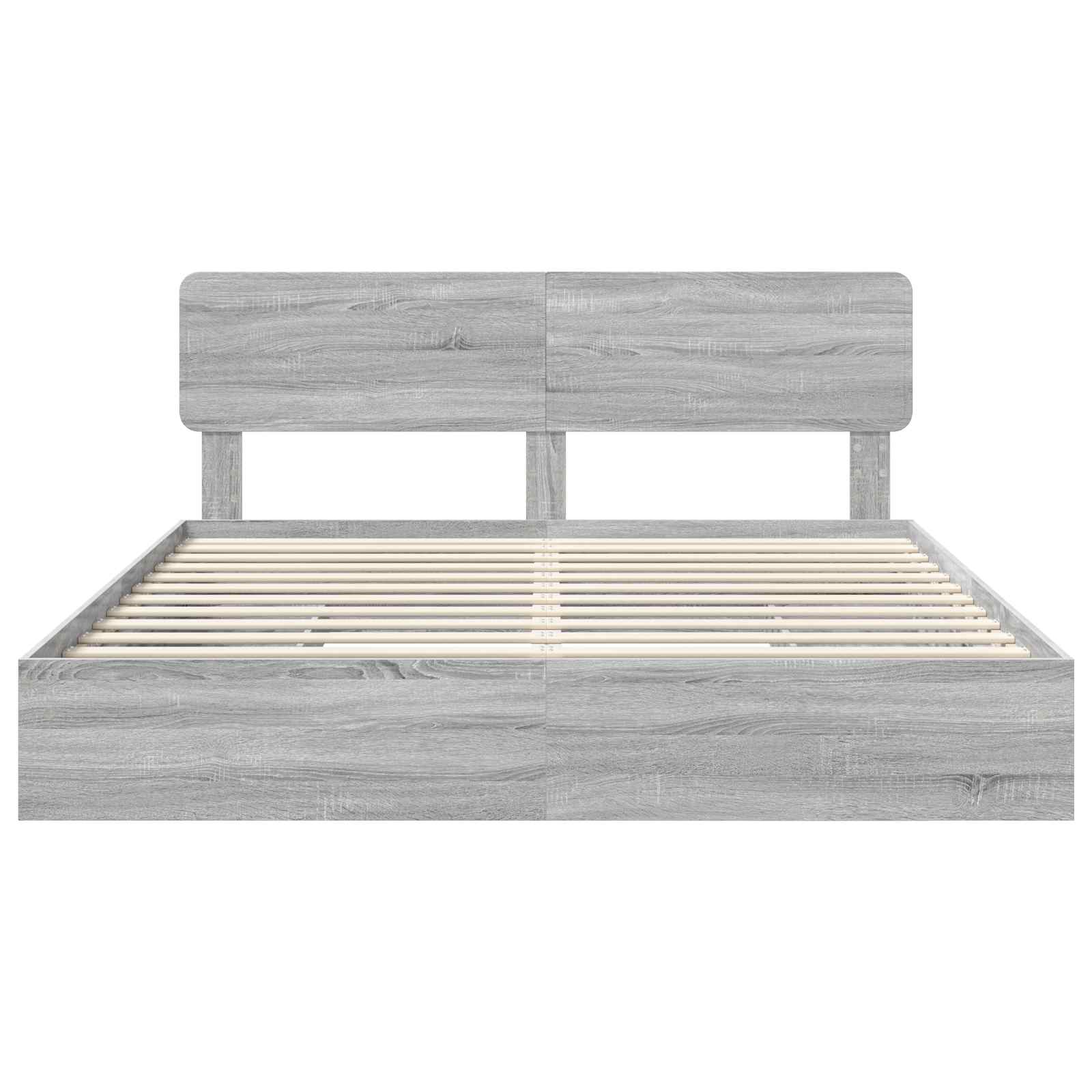 Cama con almacenamiento con cabecera Gris Sonoma 180 x 200 cm
