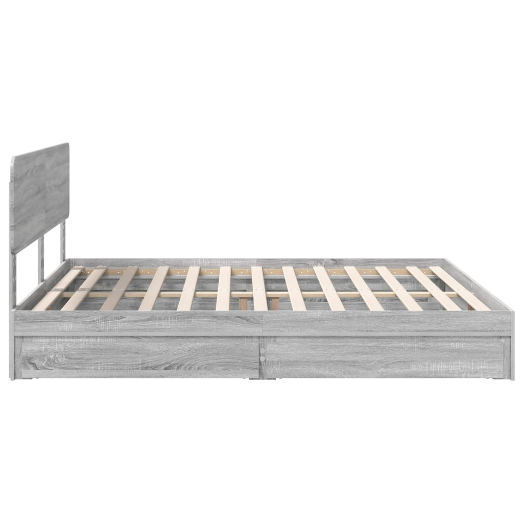 Cama con almacenamiento con cabecera Gris Sonoma 180 x 200 cm