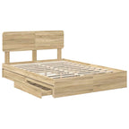 Cama con almacenamiento con cabecera Roble Sonoma 160 x 200 cm
