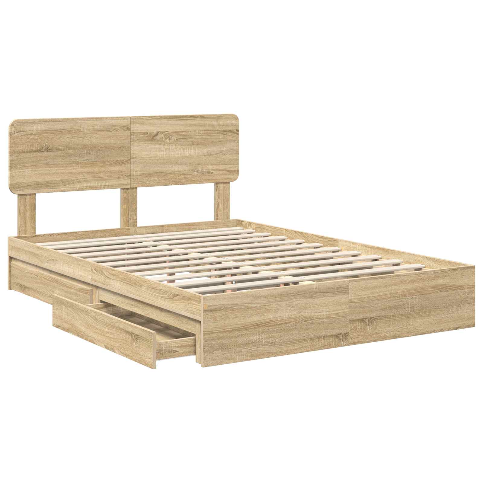 Cama con almacenamiento con cabecera Roble Sonoma 160 x 200 cm