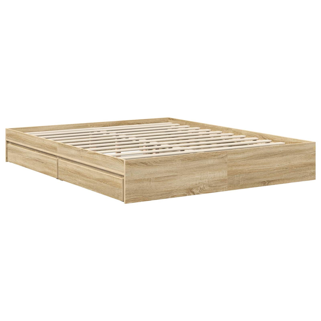 Cama con almacenamiento con cabecera Roble Sonoma 160 x 200 cm
