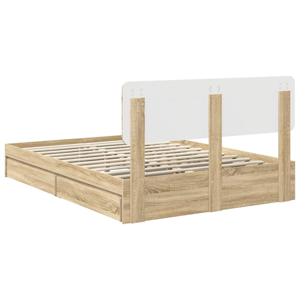 Cama con almacenamiento con cabecera Roble Sonoma 160 x 200 cm