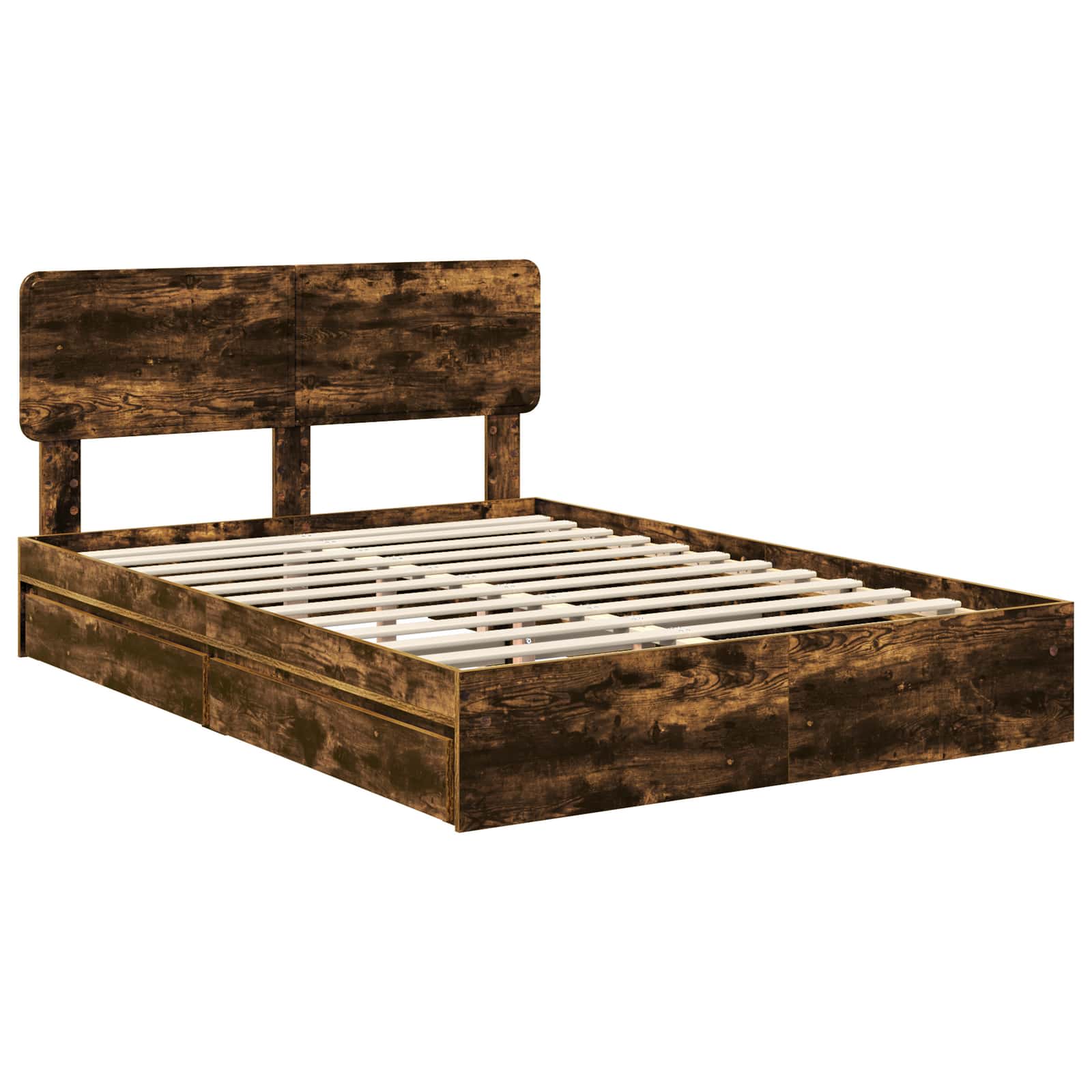 Cama con almacenamiento con cabecera Roble ahumado 160 x 200 cm
