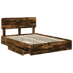 Cama con almacenamiento con cabecera Roble ahumado 160 x 200 cm