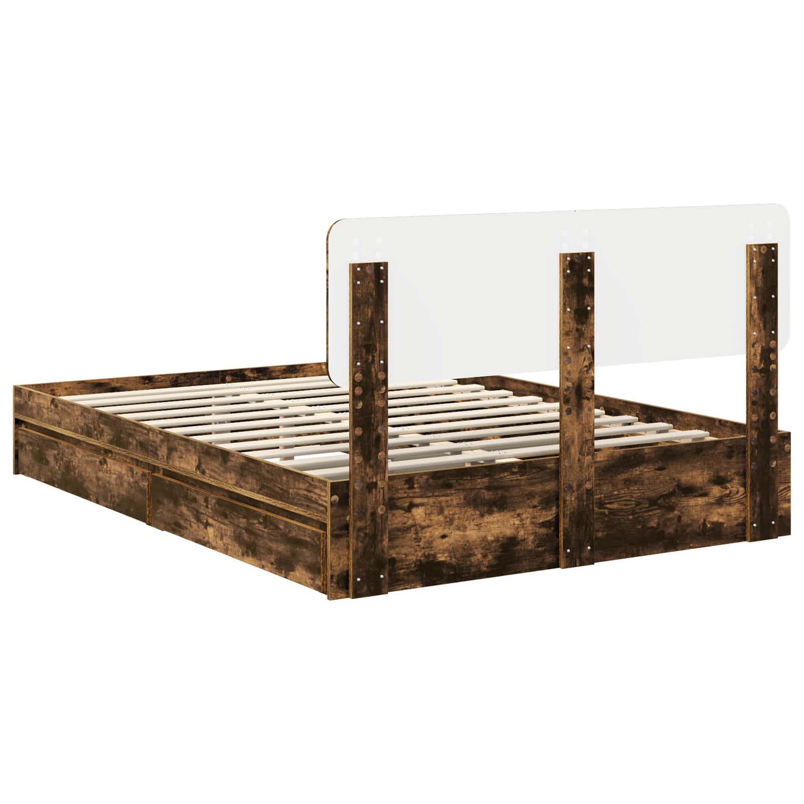 Cama con almacenamiento con cabecera Roble ahumado 160 x 200 cm