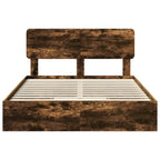 Cama con almacenamiento con cabecera Roble ahumado 160 x 200 cm