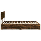 Cama con almacenamiento con cabecera Roble ahumado 160 x 200 cm