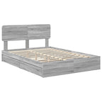 Cama con almacenamiento con cabecera Gris Sonoma 160 x 200 cm