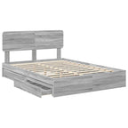 Cama con almacenamiento con cabecera Gris Sonoma 160 x 200 cm