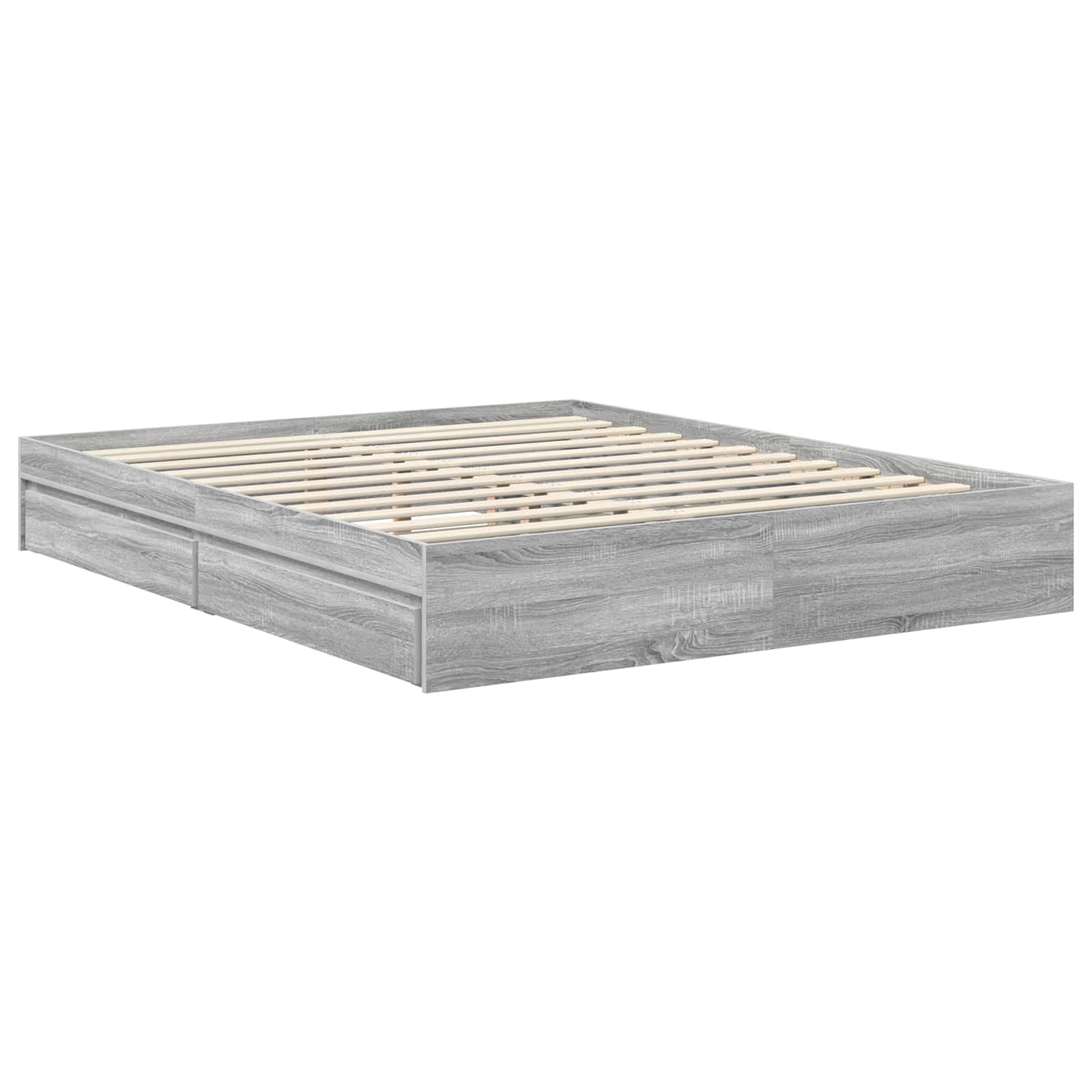 Cama con almacenamiento con cabecera Gris Sonoma 160 x 200 cm