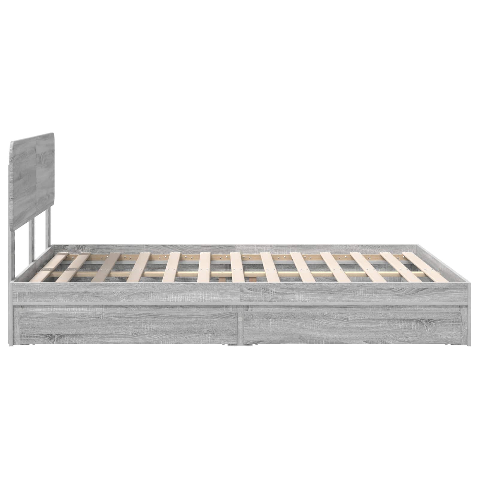 Cama con almacenamiento con cabecera Gris Sonoma 160 x 200 cm