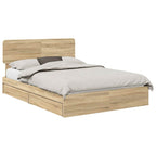 Cama con almacenamiento con cabecera Roble Sonoma 150 x 200 cm