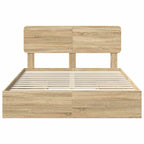 Cama con almacenamiento con cabecera Roble Sonoma 150 x 200 cm
