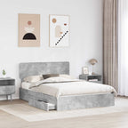 Cama con almacenamiento con cabecera Gris Concreto 150 x 200 cm