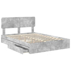 Cama con almacenamiento con cabecera Gris Concreto 150 x 200 cm