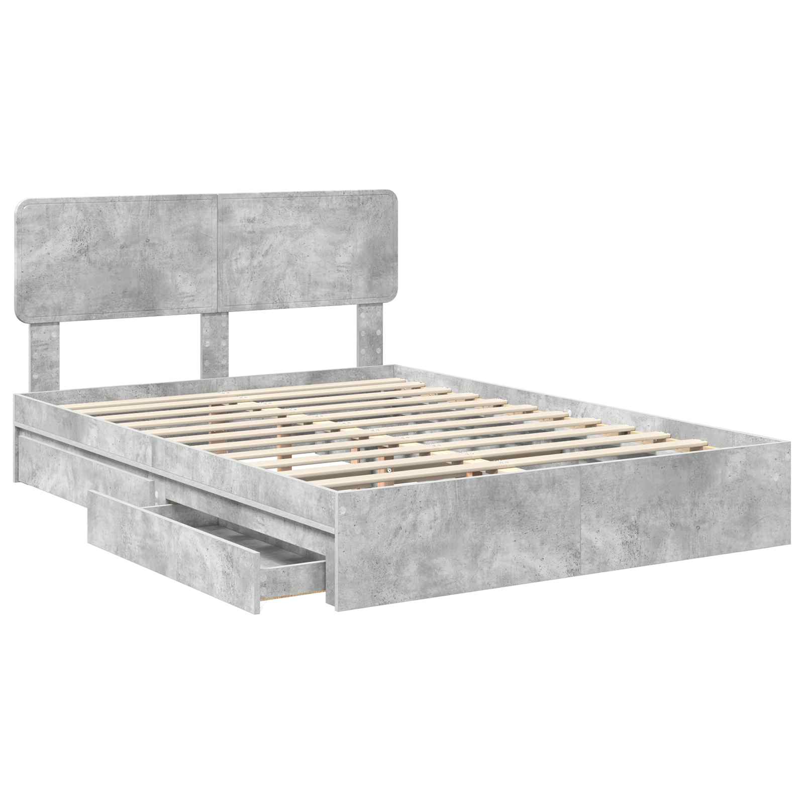 Cama con almacenamiento con cabecera Gris Concreto 150 x 200 cm