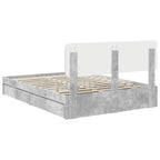 Cama con almacenamiento con cabecera Gris Concreto 150 x 200 cm