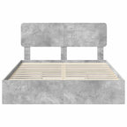 Cama con almacenamiento con cabecera Gris Concreto 150 x 200 cm