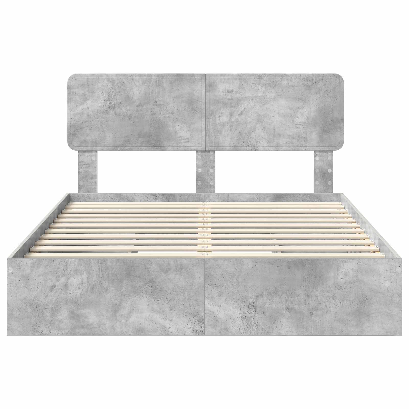 Cama con almacenamiento con cabecera Gris Concreto 150 x 200 cm