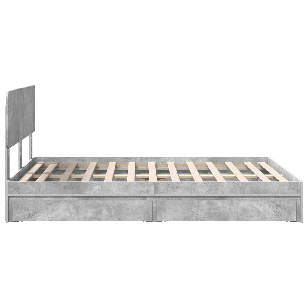 Cama con almacenamiento con cabecera Gris Concreto 150 x 200 cm