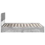 Cama con almacenamiento con cabecera Gris Concreto 150 x 200 cm