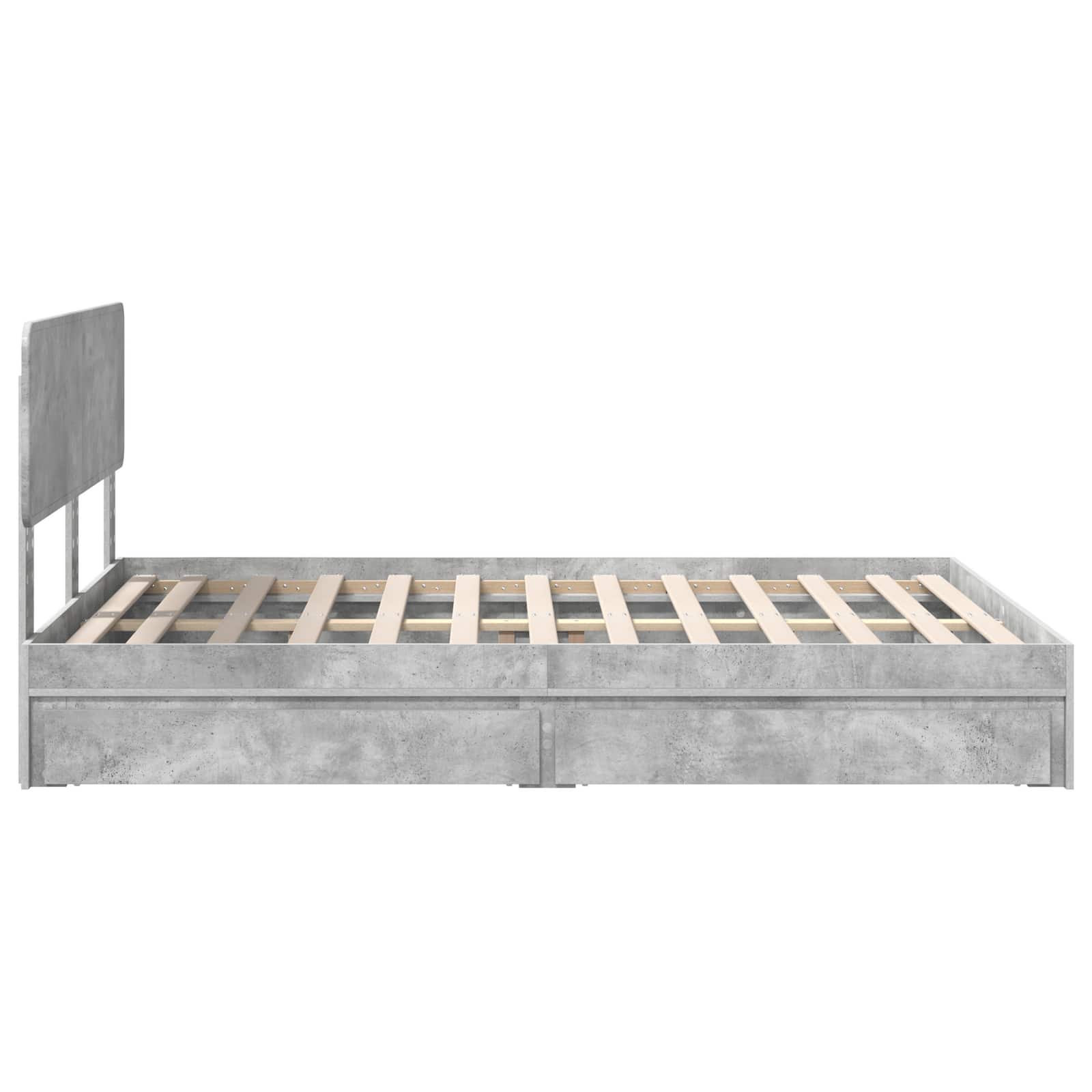 Cama con almacenamiento con cabecera Gris Concreto 150 x 200 cm