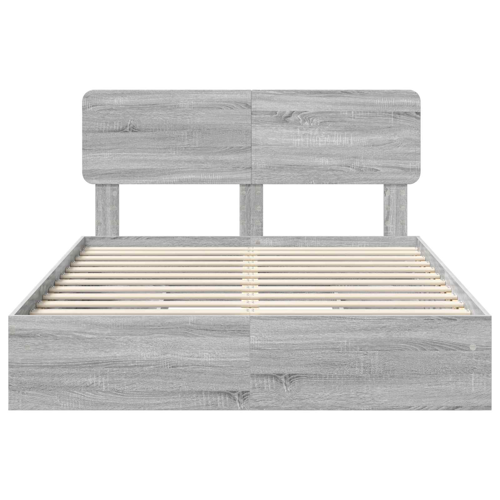 Cama con almacenamiento con cabecera Gris Sonoma 150 x 200 cm