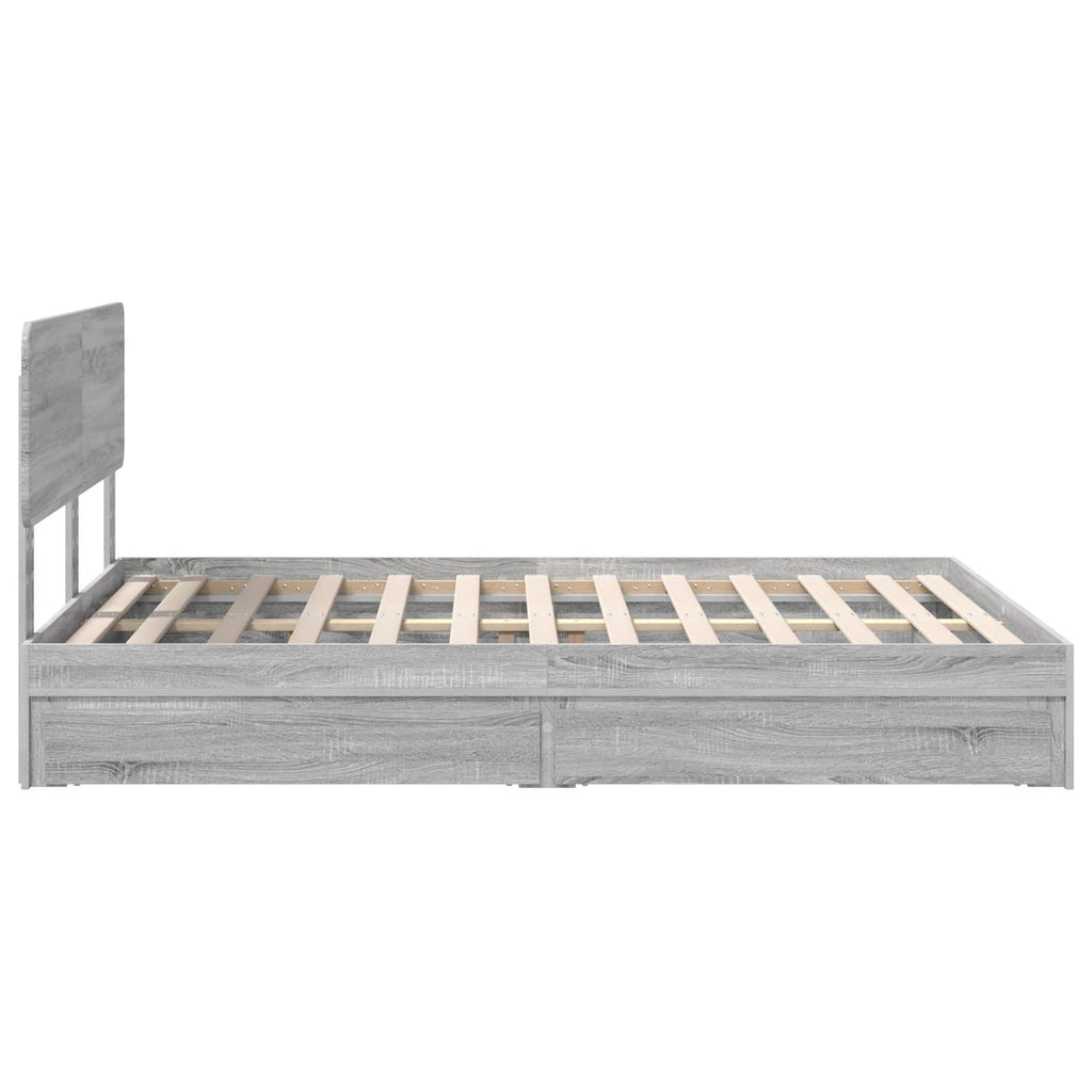 Cama con almacenamiento con cabecera Gris Sonoma 150 x 200 cm