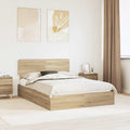 Cama con almacenamiento con cabecera Roble Sonoma 140 x 200 cm