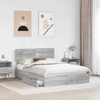 Cama con almacenamiento con cabecera Gris Sonoma 140 x 200 cm