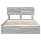 Cama con almacenamiento con cabecera Gris Sonoma 140 x 200 cm