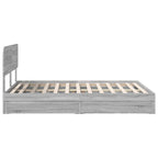 Cama con almacenamiento con cabecera Gris Sonoma 140 x 200 cm