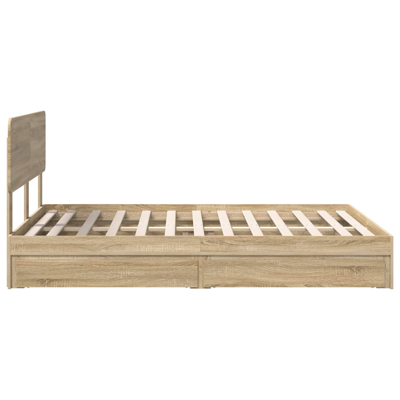 Cama con almacenamiento con cabecera Roble Sonoma 140 x 190 cm