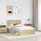 Cama con almacenamiento con cabecera Roble Sonoma 135 x 190 cm