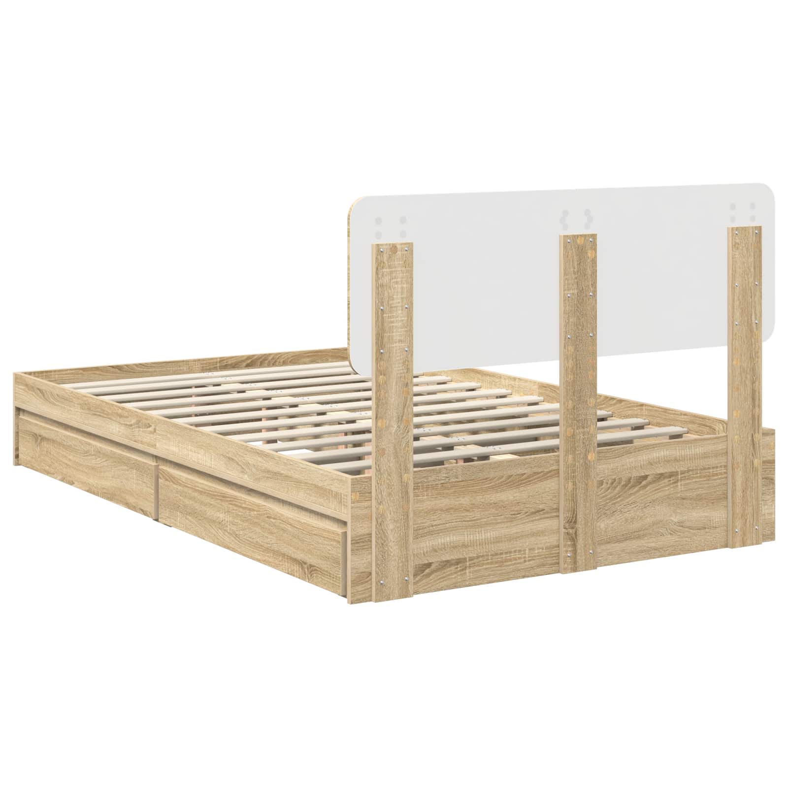 Cama con almacenamiento con cabecera Roble Sonoma 135 x 190 cm