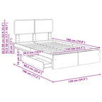 Cama con almacenamiento con cabecera Roble Sonoma 135 x 190 cm