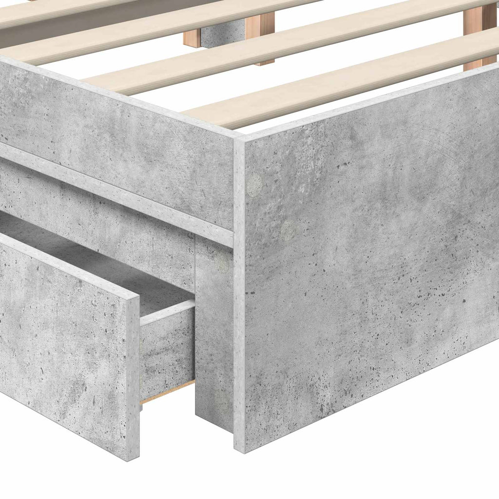 Cama con almacenamiento con cabecera Gris Concreto 135 x 190 cm