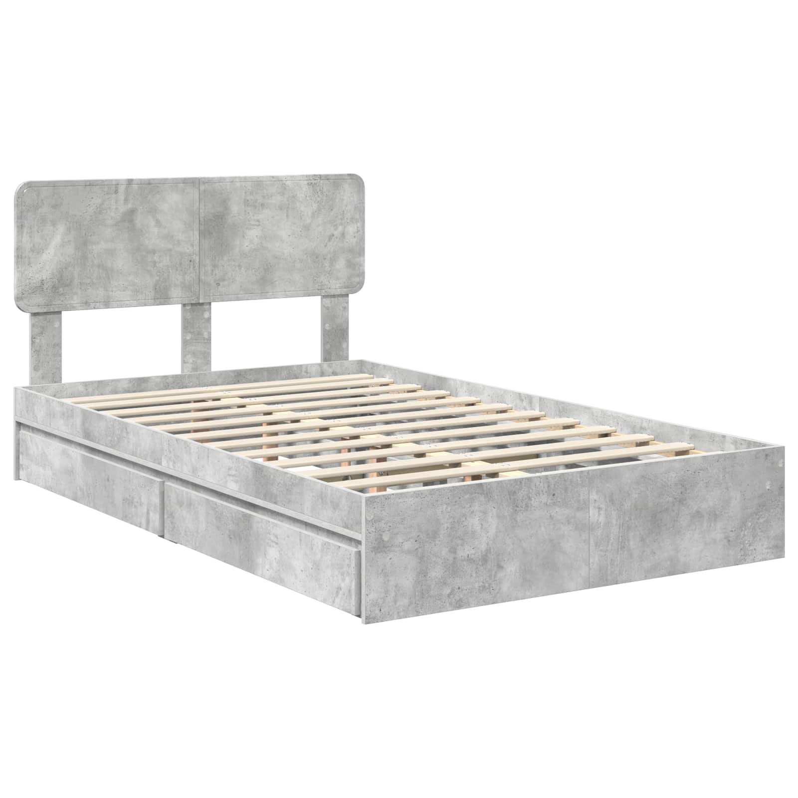 Cama con almacenamiento con cabecera Gris Concreto 135 x 190 cm