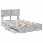 Cama con almacenamiento con cabecera Gris Concreto 135 x 190 cm