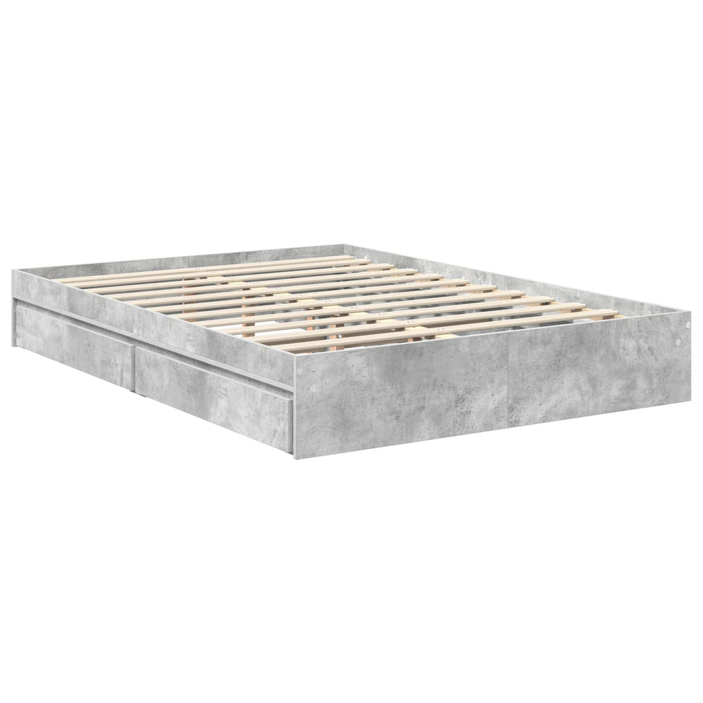 Cama con almacenamiento con cabecera Gris Concreto 135 x 190 cm