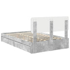 Cama con almacenamiento con cabecera Gris Concreto 135 x 190 cm