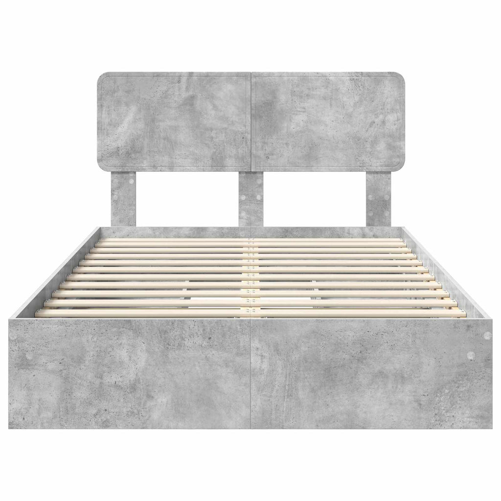 Cama con almacenamiento con cabecera Gris Concreto 135 x 190 cm