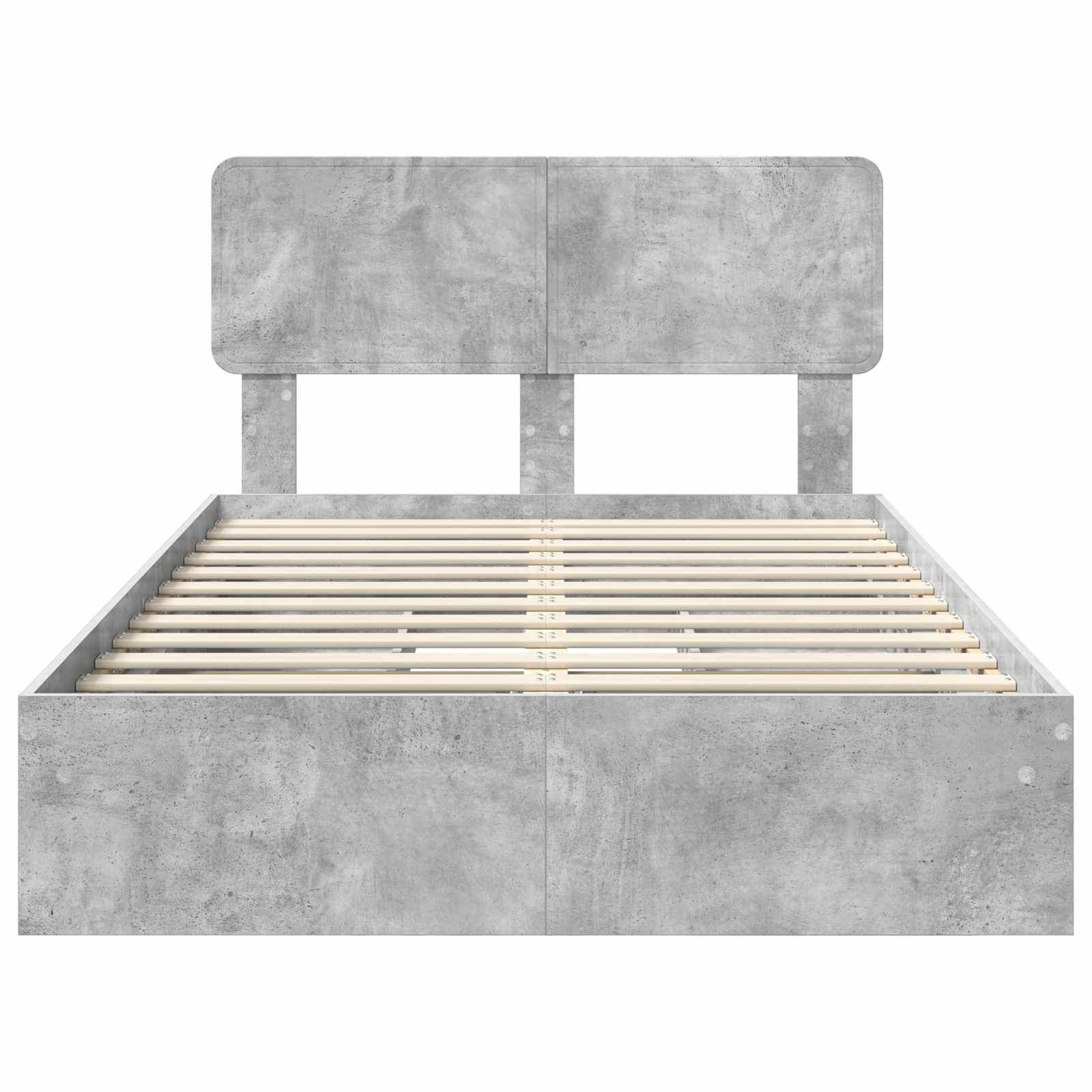 Cama con almacenamiento con cabecera Gris Concreto 135 x 190 cm