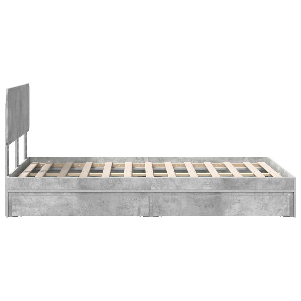 Cama con almacenamiento con cabecera Gris Concreto 135 x 190 cm