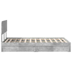 Cama con almacenamiento con cabecera Gris Concreto 135 x 190 cm