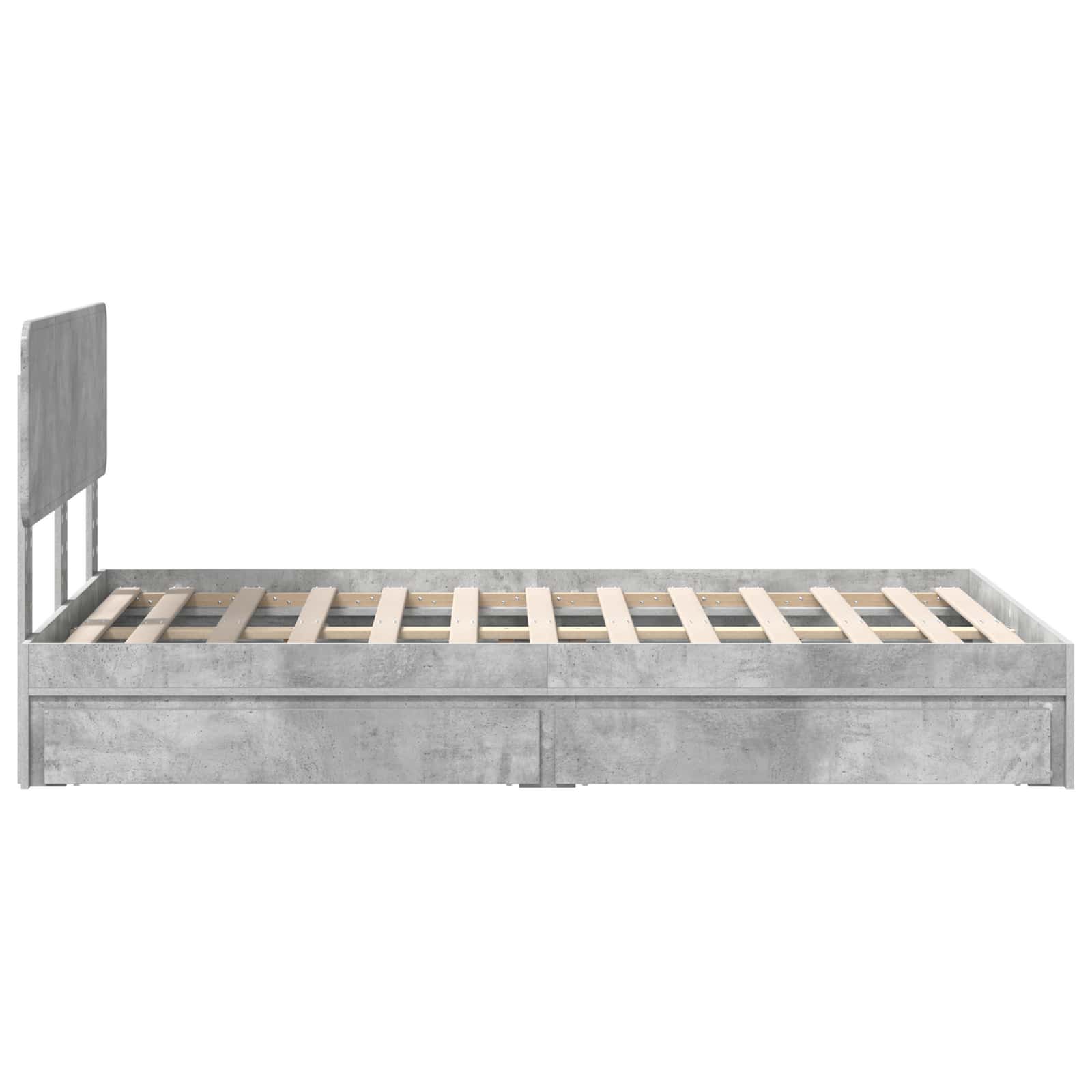 Cama con almacenamiento con cabecera Gris Concreto 135 x 190 cm