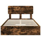 Cama con almacenamiento con cabecera Roble ahumado 135 x 190 cm