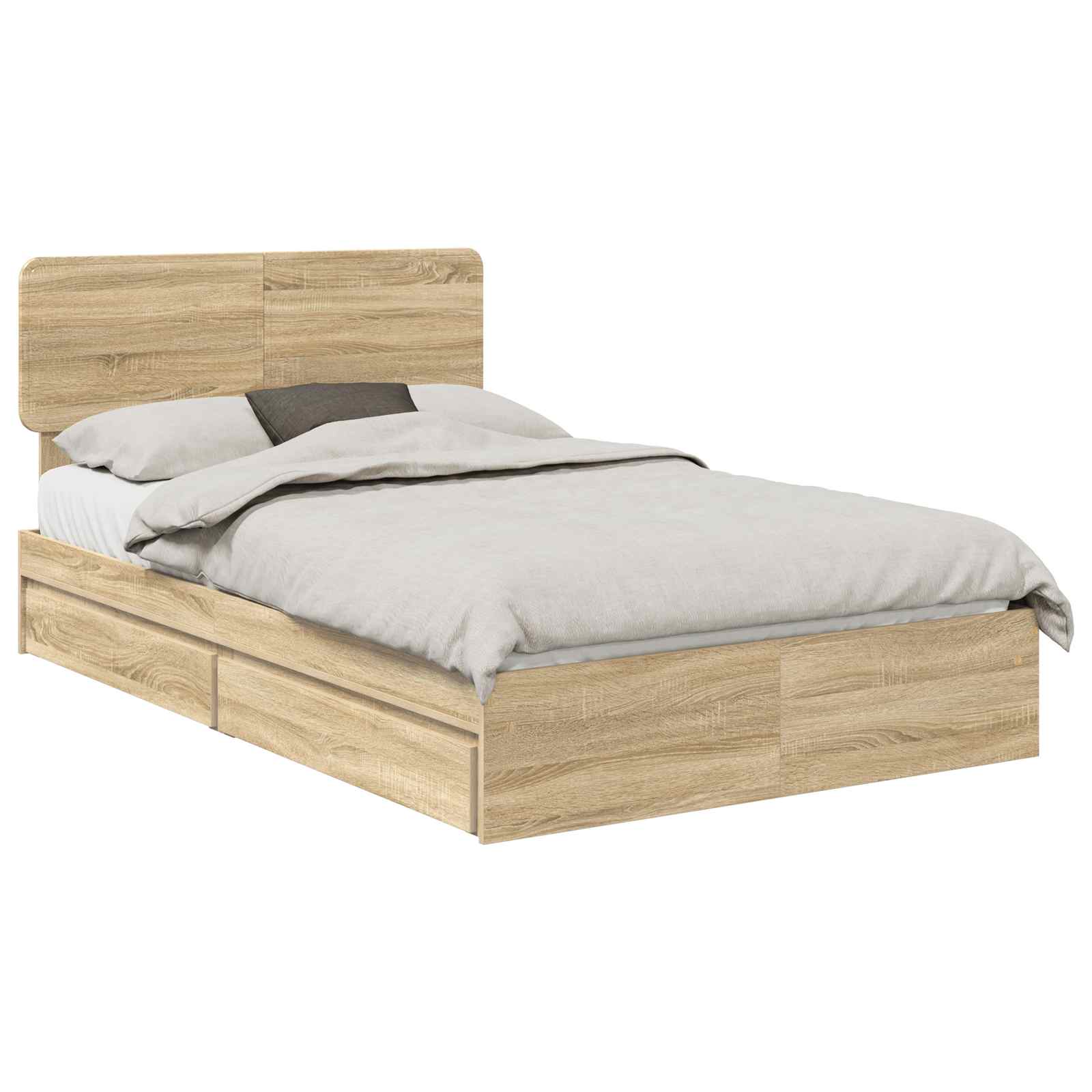 Cama con almacenamiento con cabecera Roble Sonoma 120 x 200 cm