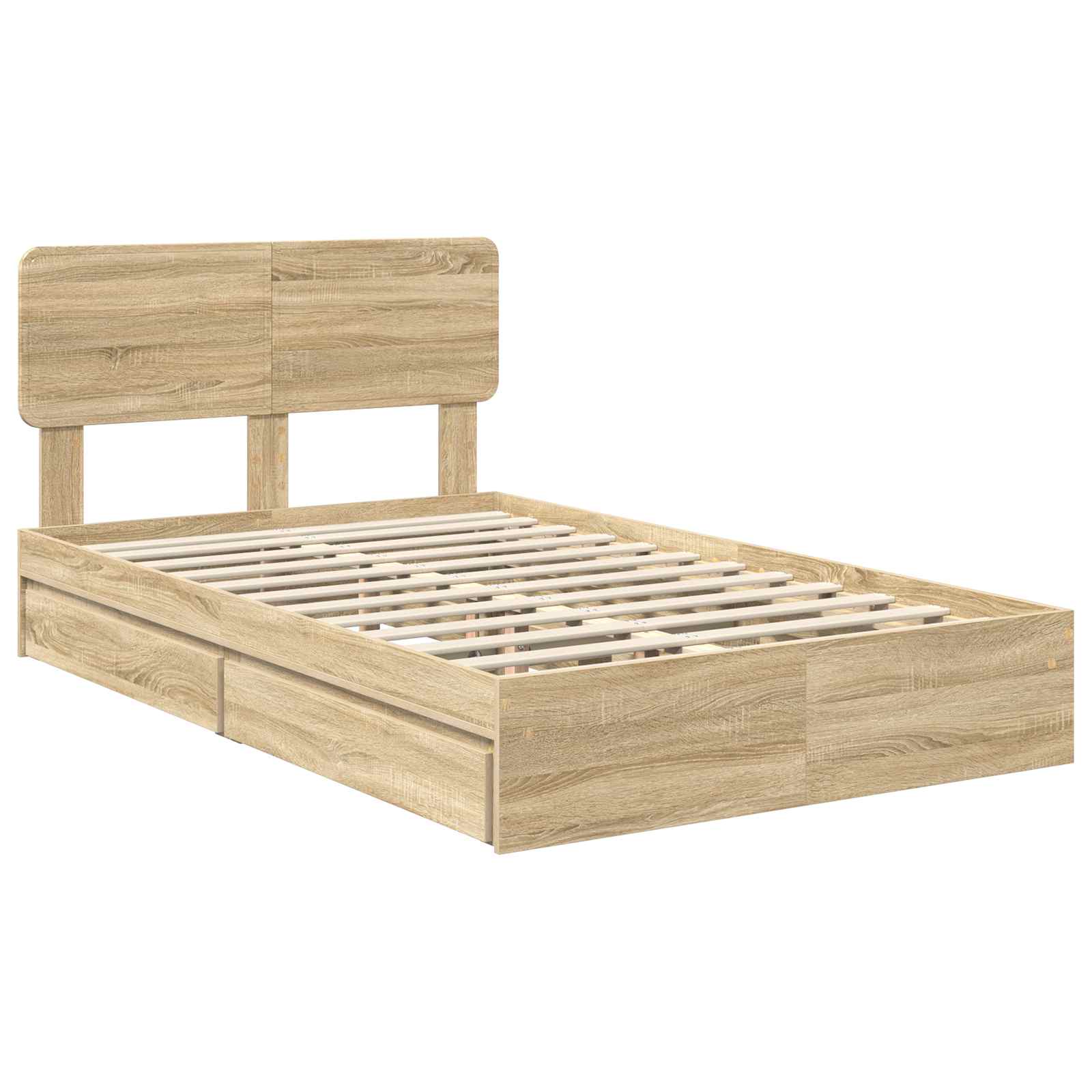 Cama con almacenamiento con cabecera Roble Sonoma 120 x 200 cm
